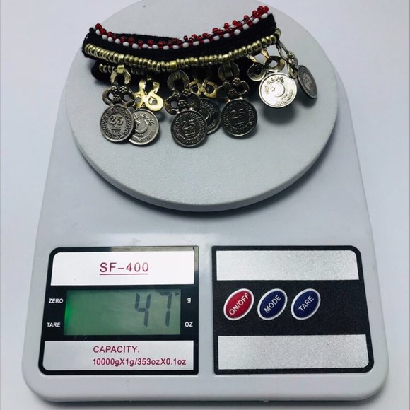 Vintage Choker Necklace With Dangling Coins, Statement Coins Choker Necklace - Picture 5 of 7